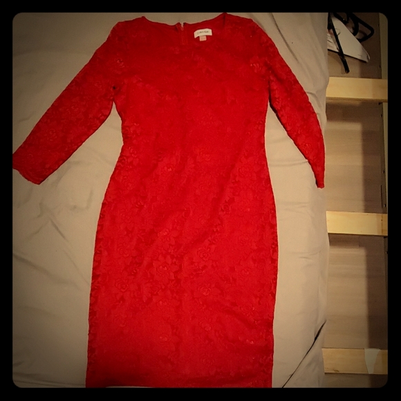 calvin klein red lace dress